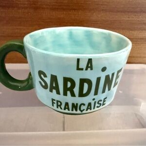 Clare V for Anthropologie Mug Cup La Sardine Francaise Blue Green